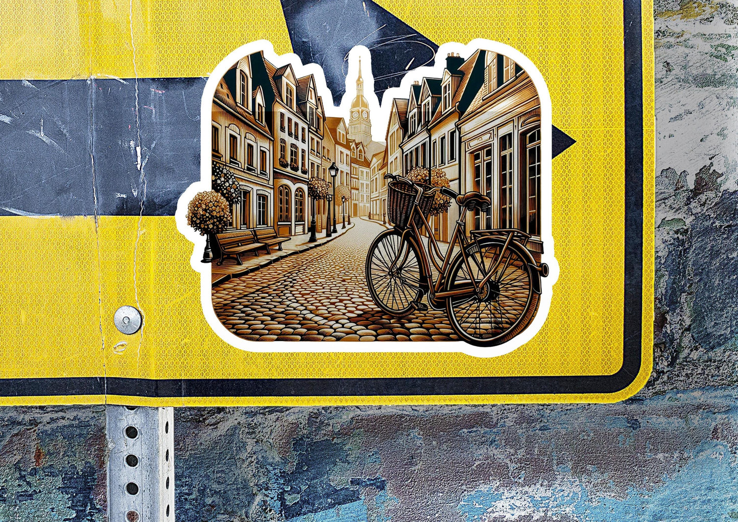 a street sign with a picture of a bicycle on it