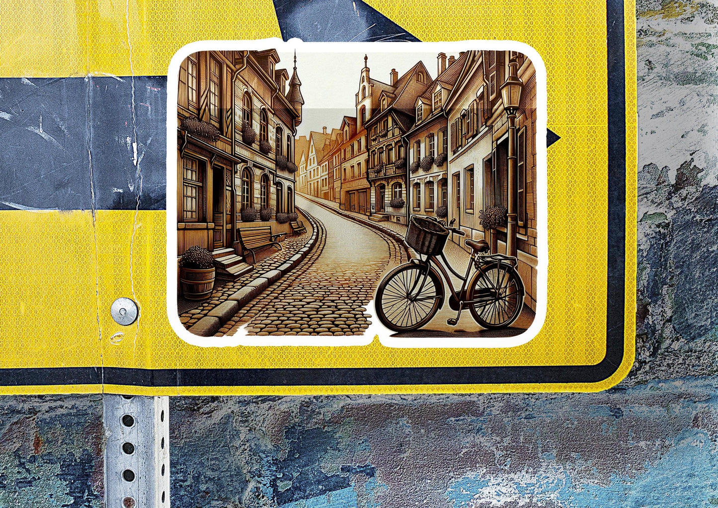 a street sign with a picture of a bike on it