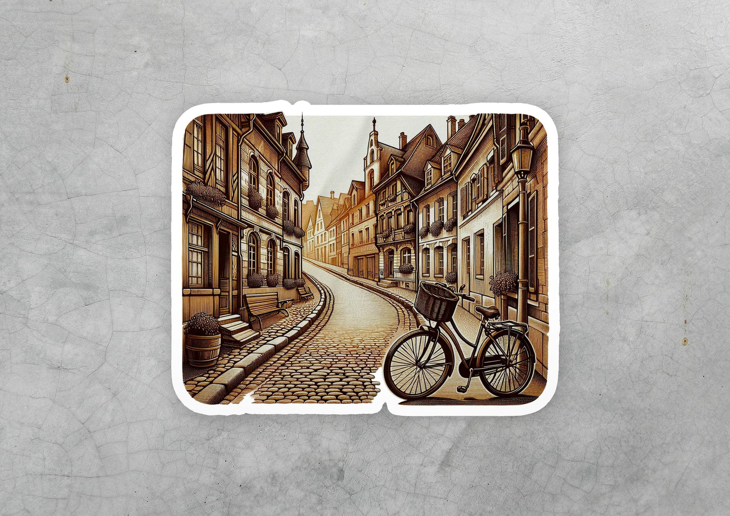 a picture of a bicycle parked on the side of a road
