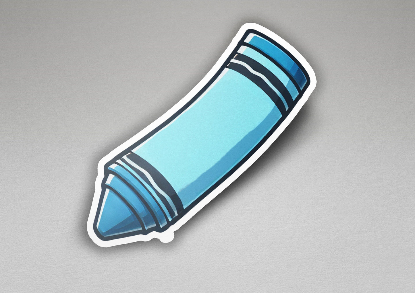 a sticker of a blue tube on a gray surface