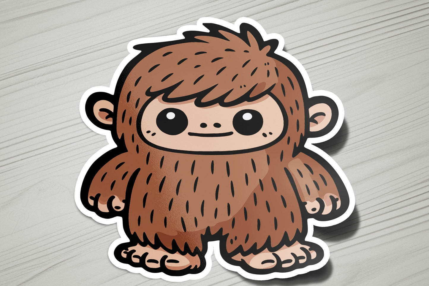 a sticker of a monkey with big eyes