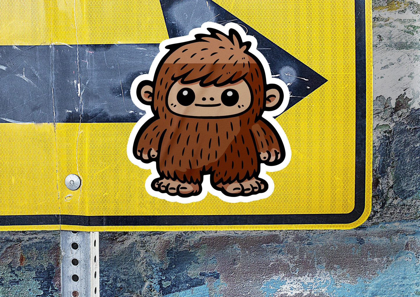 a street sign with a sticker of a monkey on it
