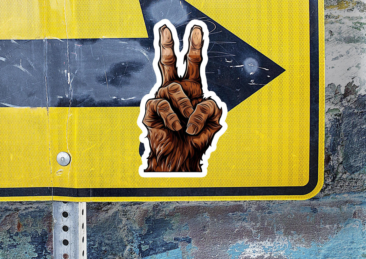 a sticker of a hand making a peace sign