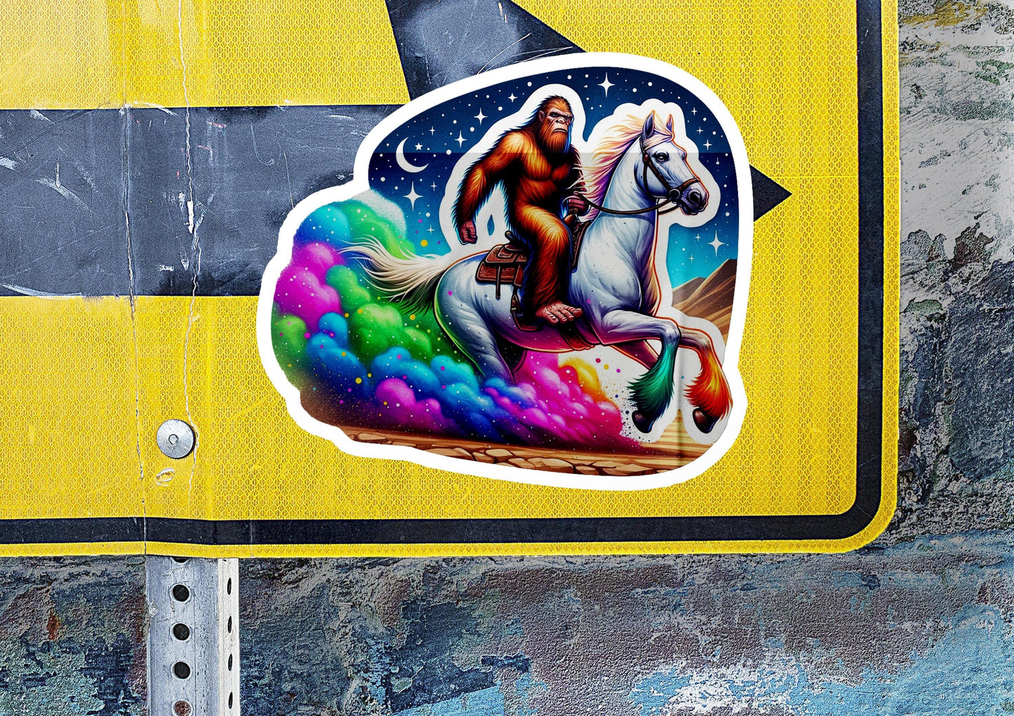 a sticker of a man riding a horse