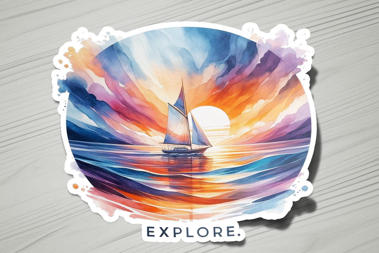 a watercolor painting of a sailboat in the ocean
