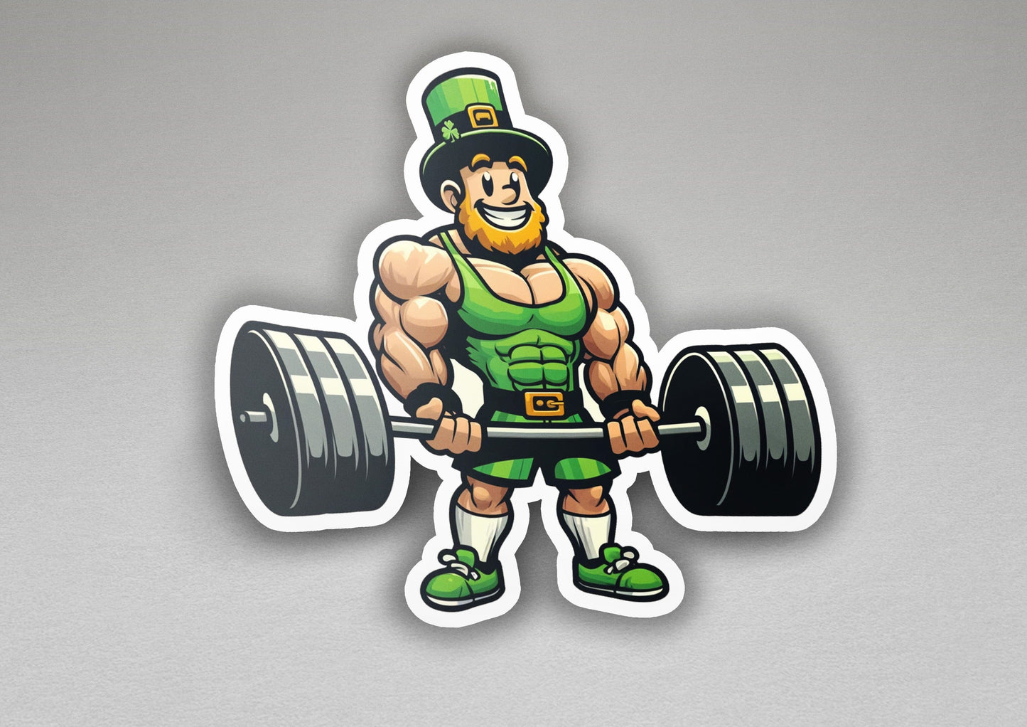 a sticker of a man lifting a barbell
