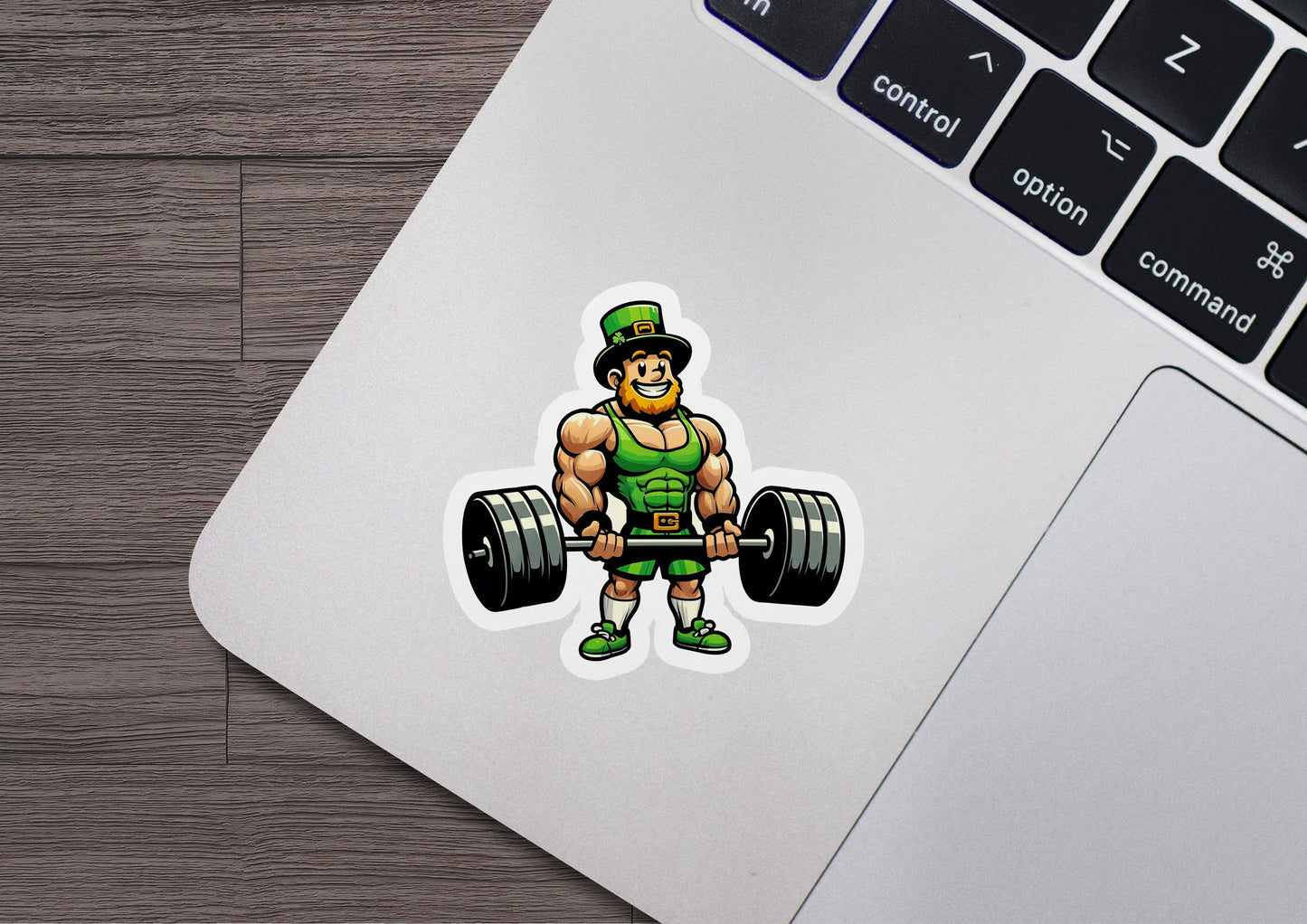 a sticker of a man lifting a barbell