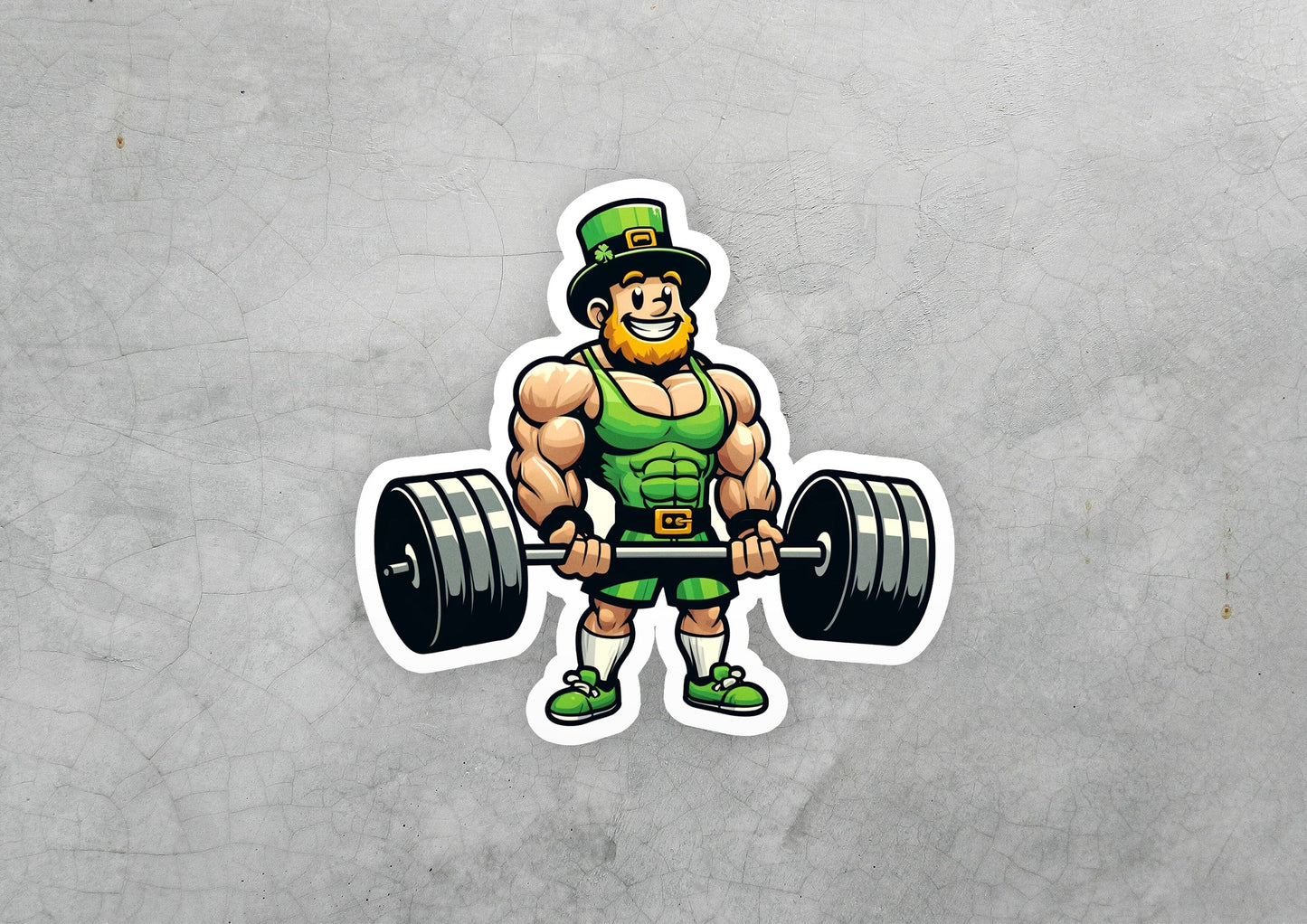 a sticker of a man lifting a barbell