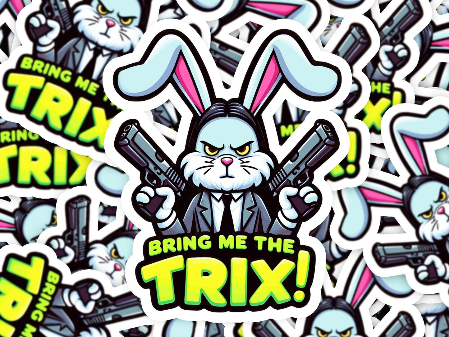 Bring Me the Cereal Easter Vinyl Sticker | Dishwasher Safe & Durable | Custom Sizes | Fast Shipping | Made in USA Fiesta Doodle waterproof vinyl sticker. dishwasher safe outdoor sticker.