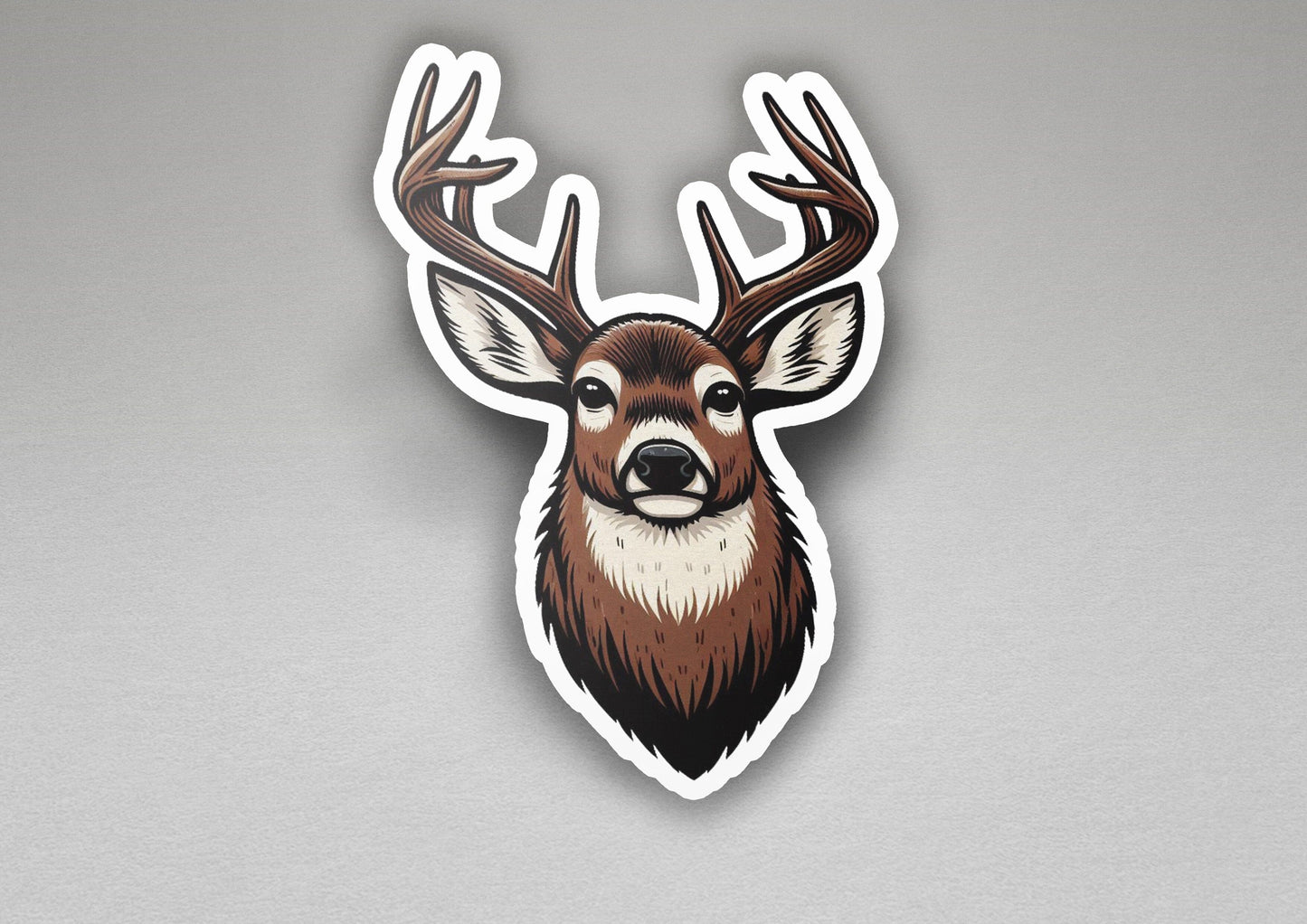 a sticker of a deer with antlers on it