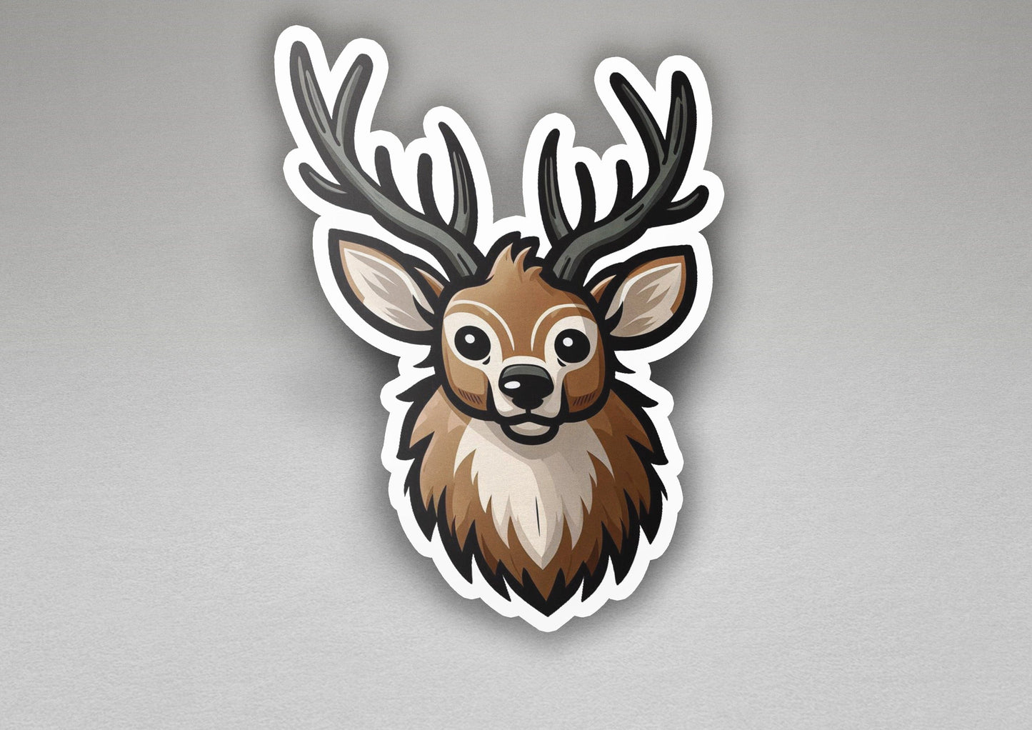 a sticker of a deer with antlers on it