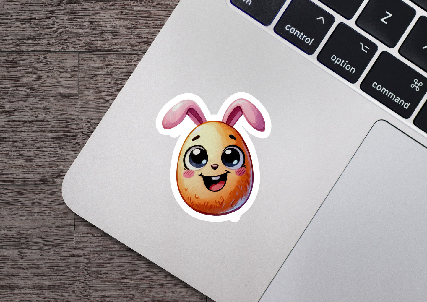 a laptop with a sticker of a bunny on it