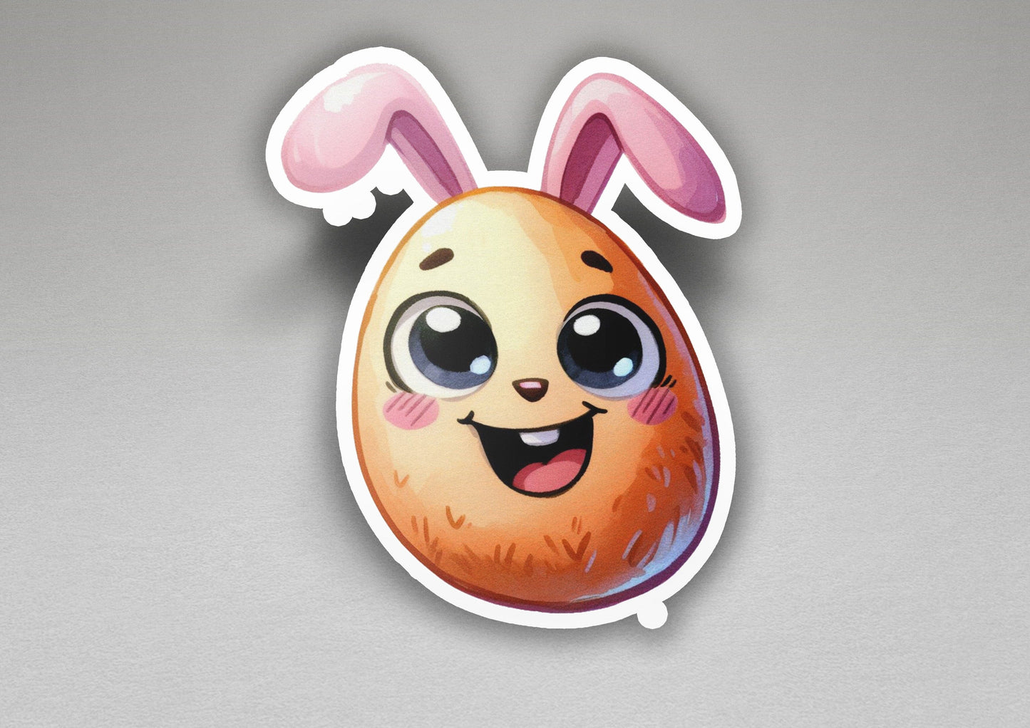a sticker of a cartoon bunny with big eyes