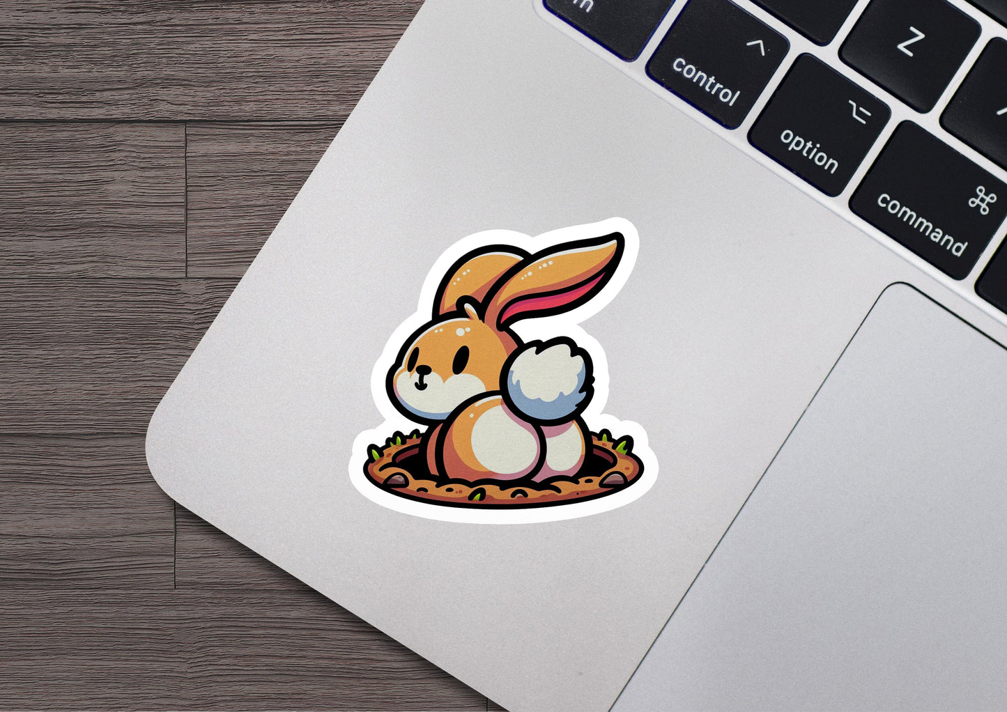 a sticker of a rabbit sitting in a nest