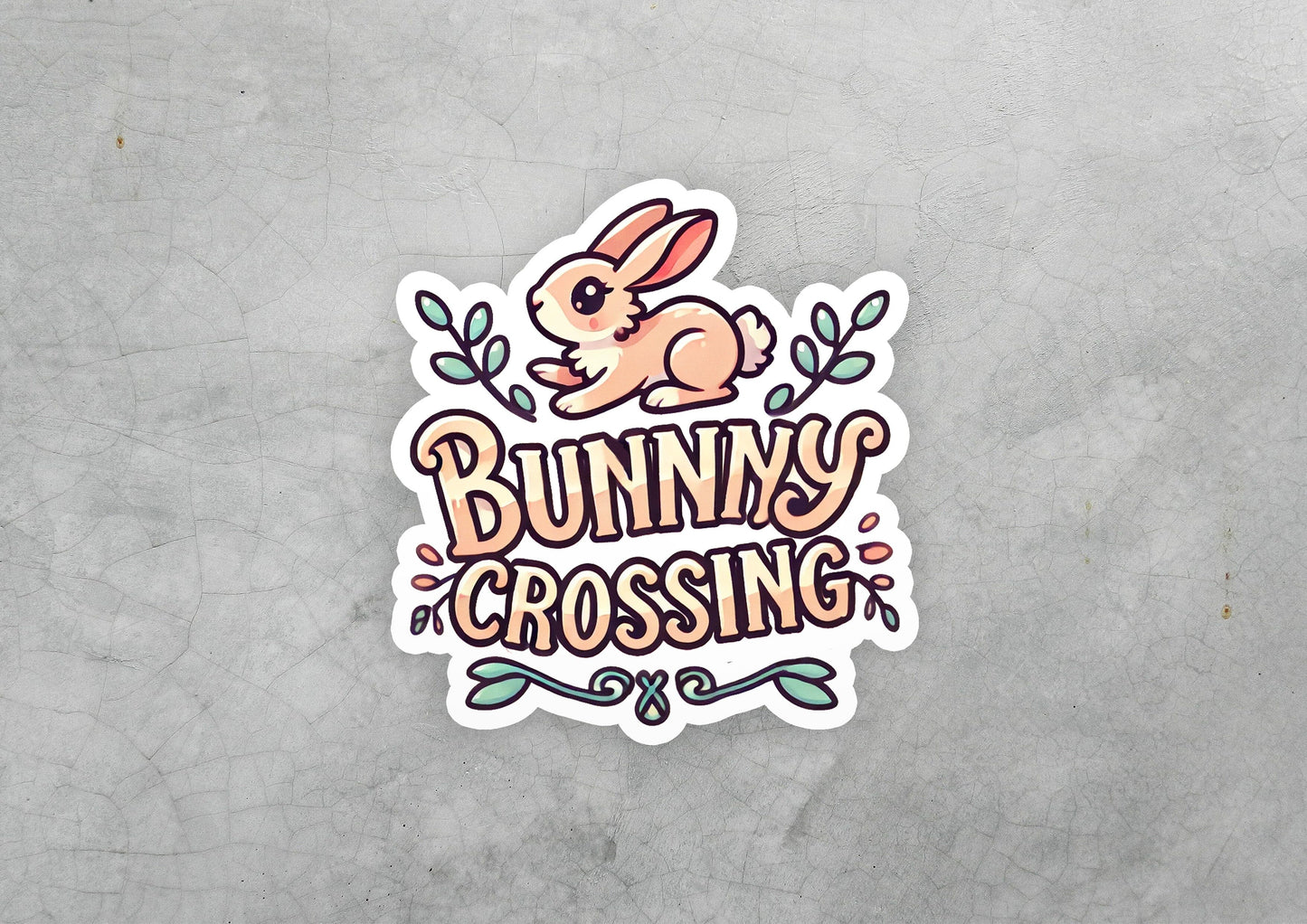a sticker that says bunny crossing on it