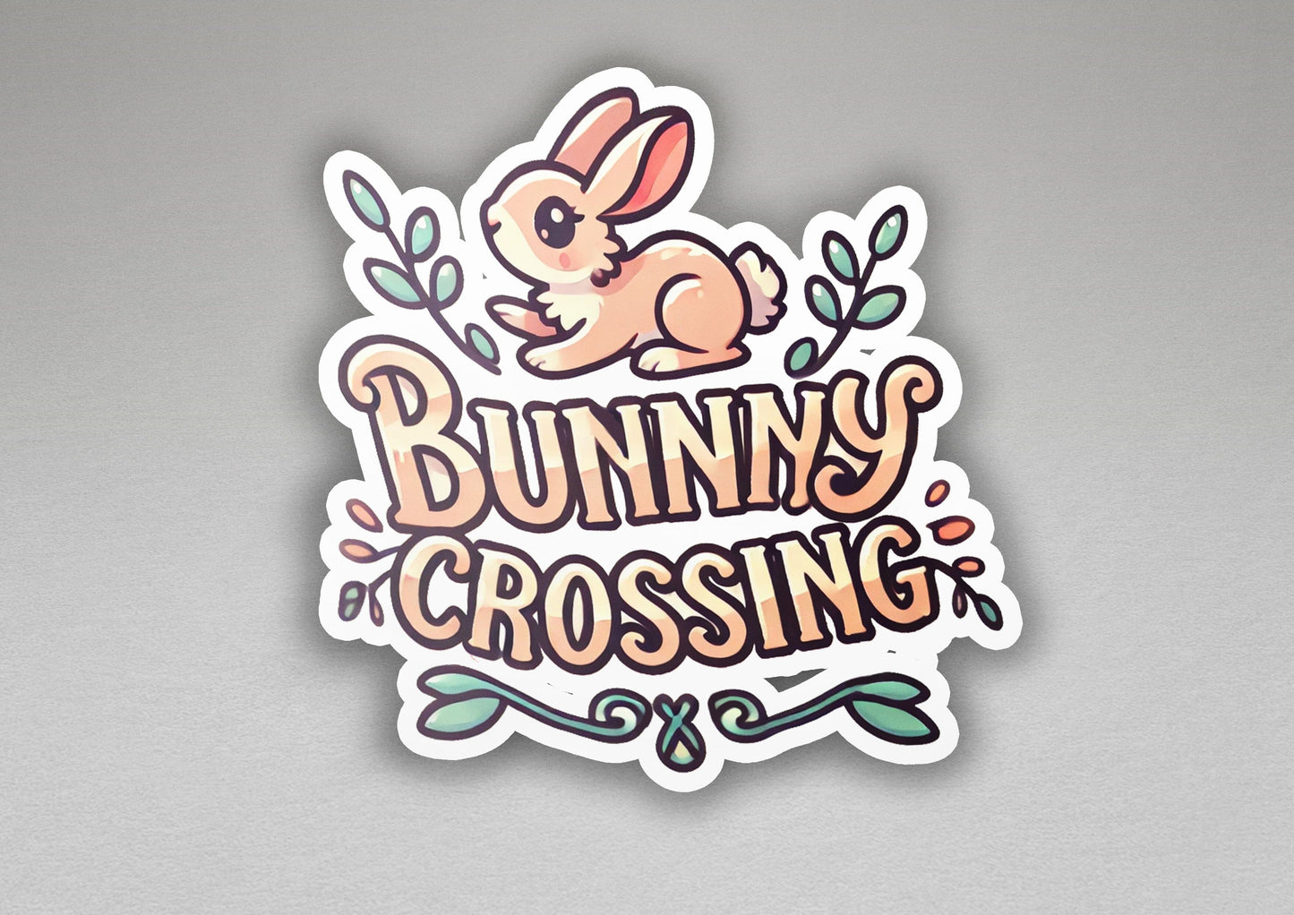 a sticker that says bunny crossing on it