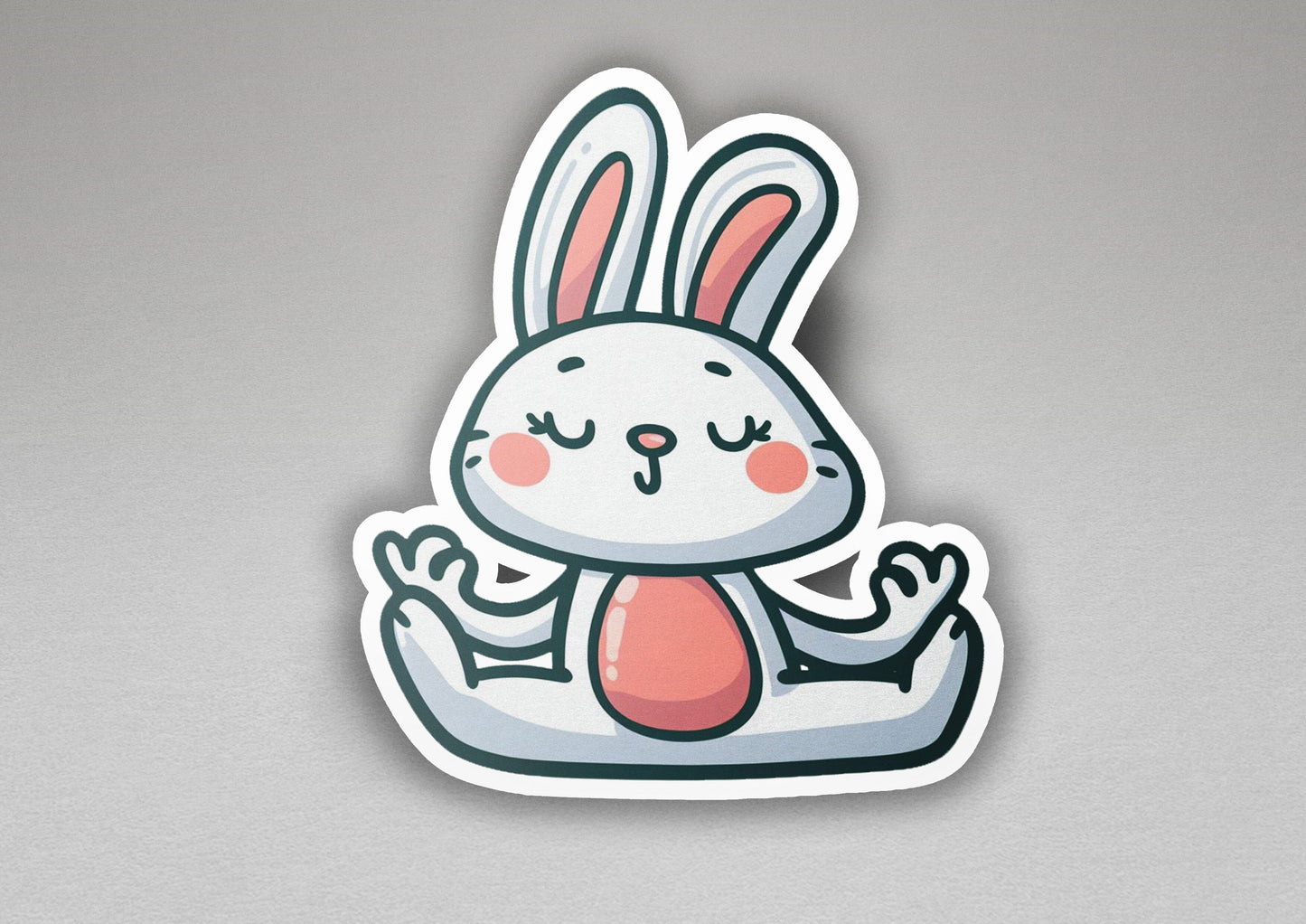 a sticker of a rabbit sitting on top of a table