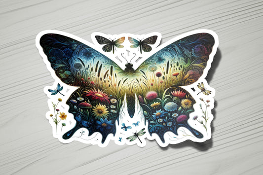 a sticker with a butterfly on it