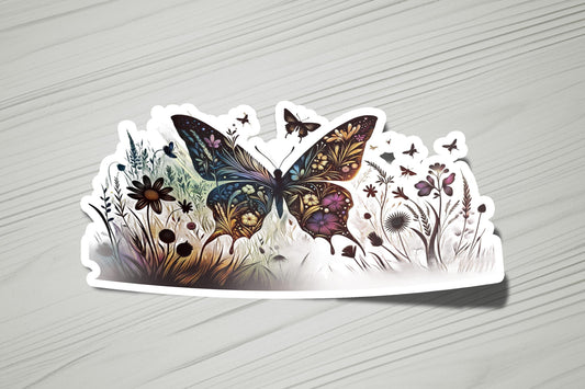 a sticker with a picture of a butterfly on it