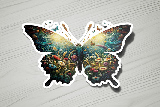 a sticker of a butterfly sitting on top of a table