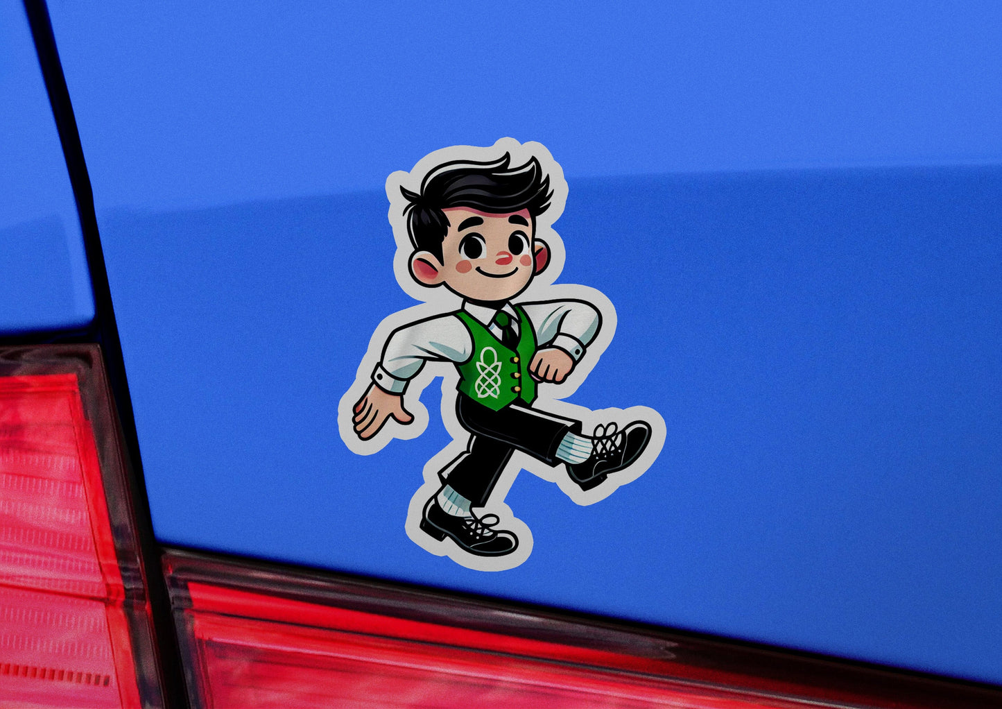 a car with a sticker of a cartoon character on it