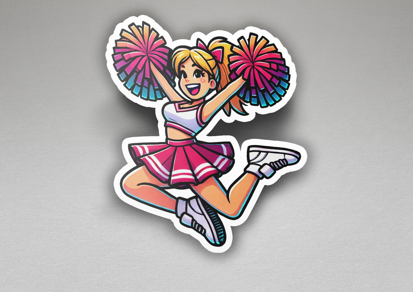 a sticker of a girl with a cheerleader outfit