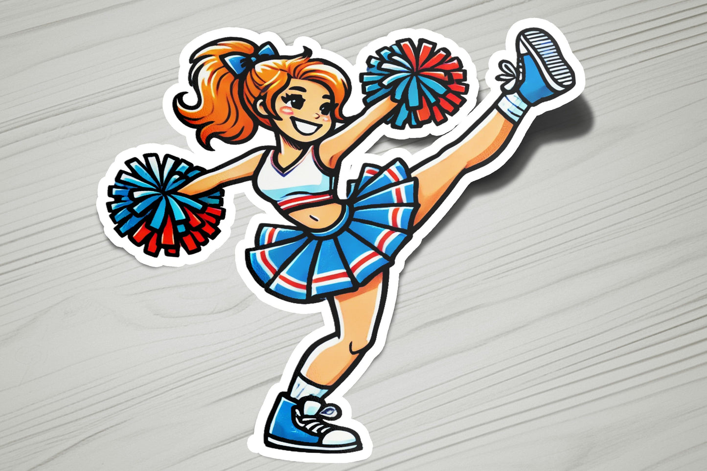 a sticker of a cheerleader dancing