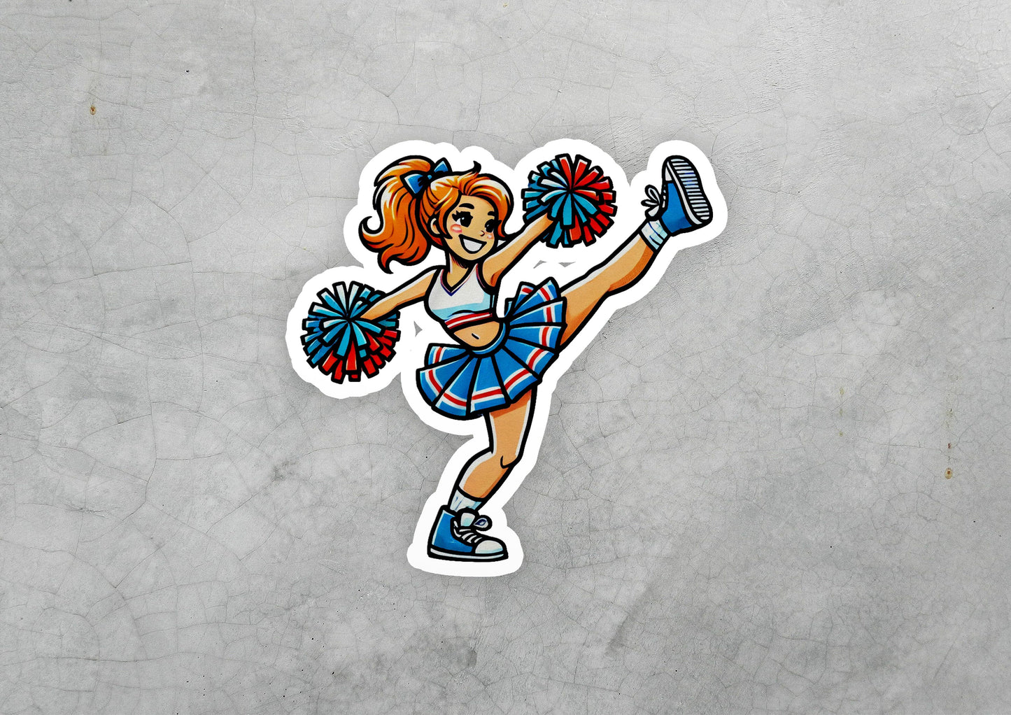 a sticker of a cheerleader dancing