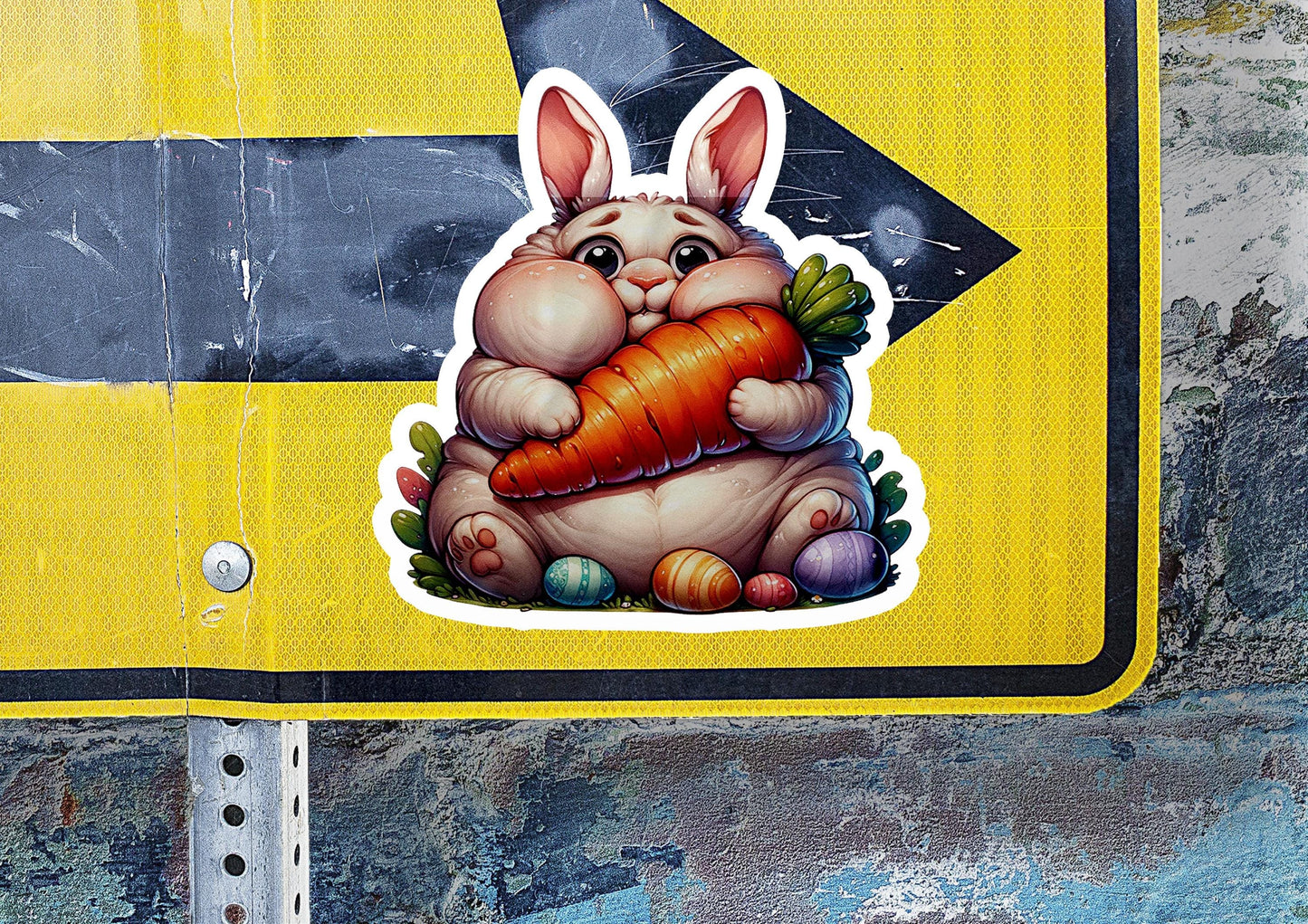 a sticker of a bunny holding a carrot
