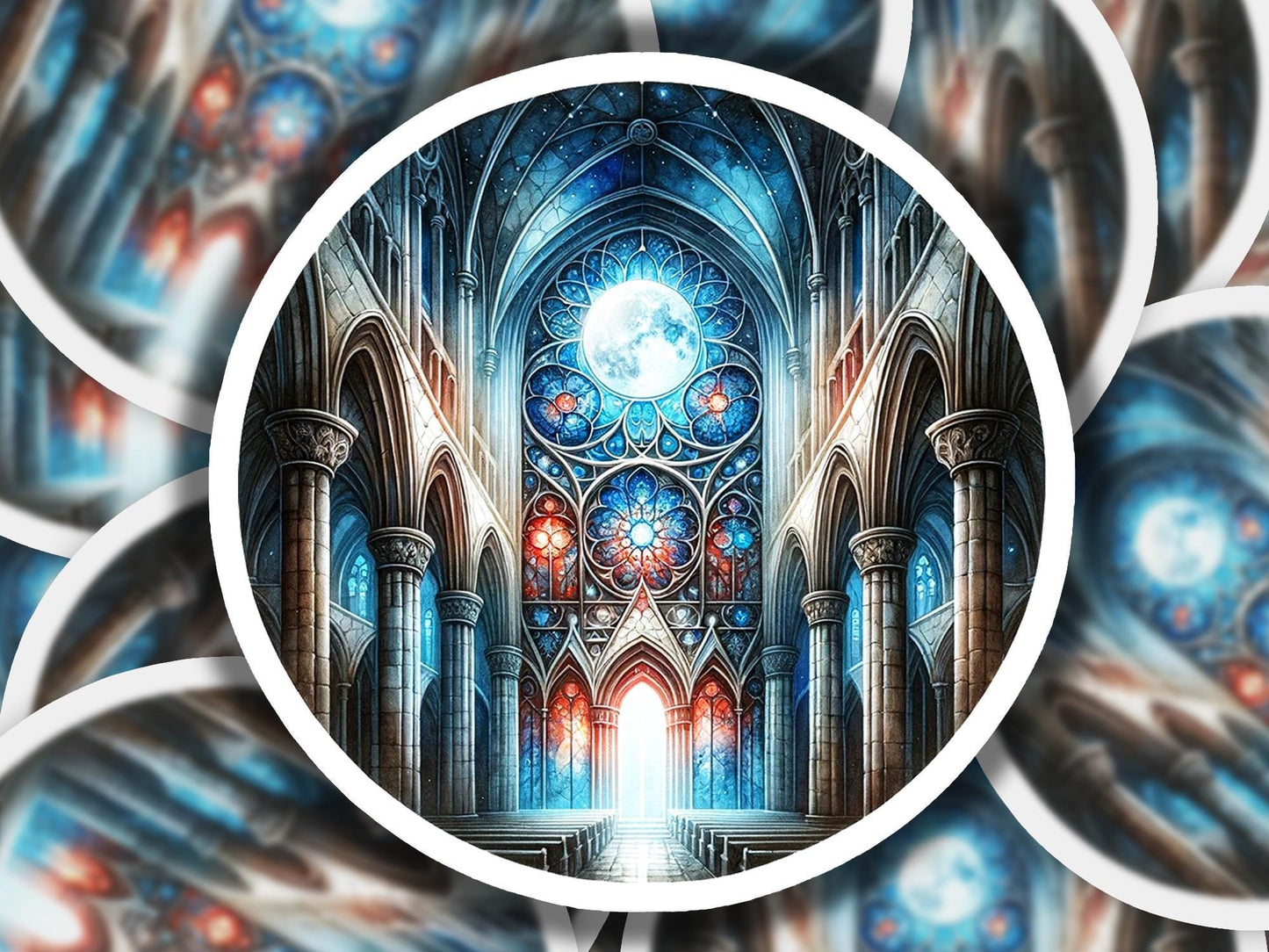 a picture of a cathedral with a clock in the center