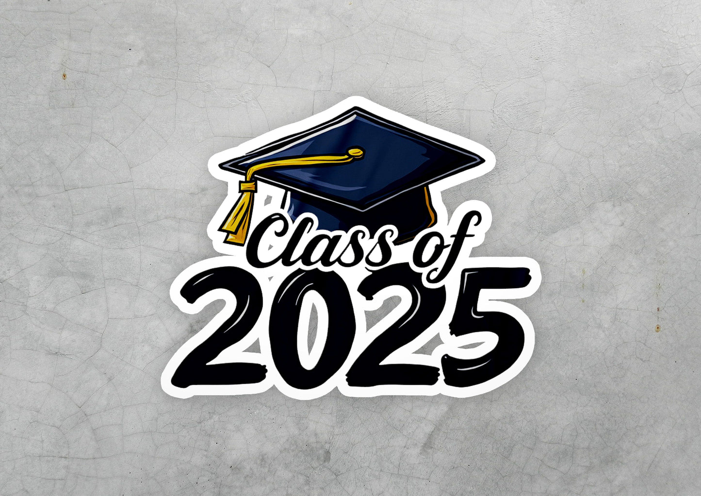 a sticker that says class of 205 with a graduation cap on it