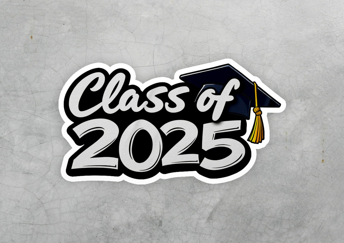 a sticker that says class of 205 with a graduation cap on it