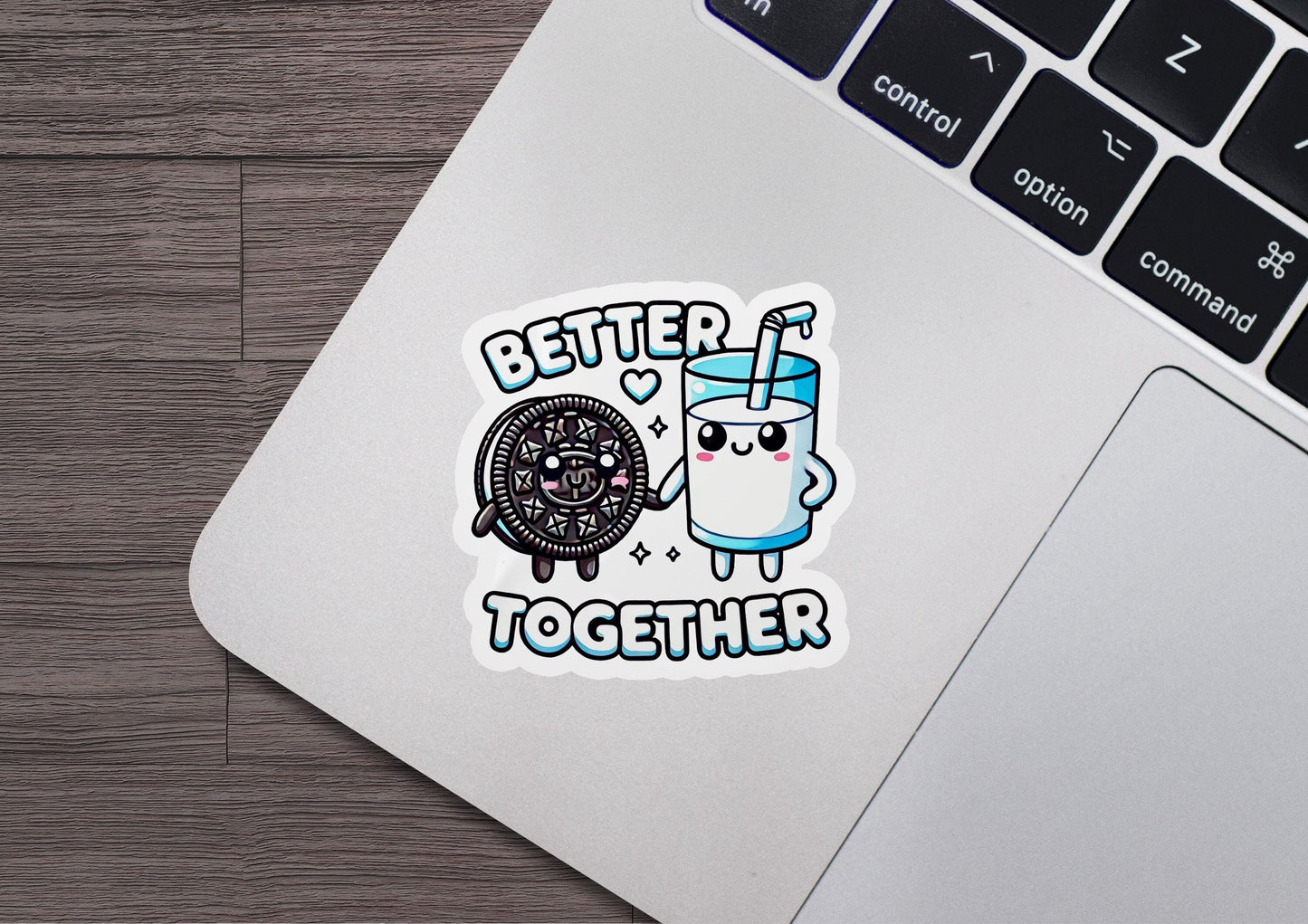 a laptop with a sticker that says better together