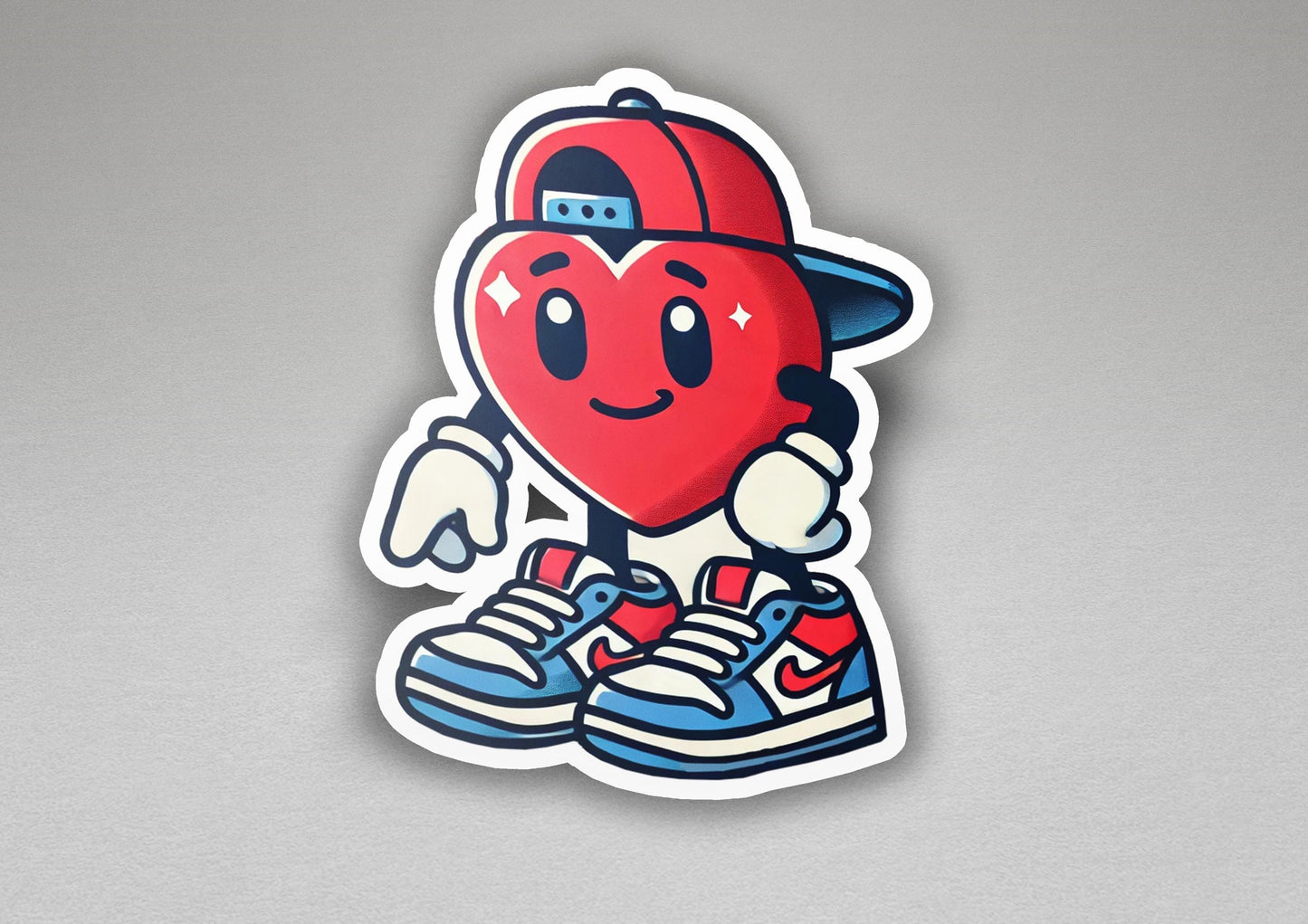 a sticker of a heart wearing a hat