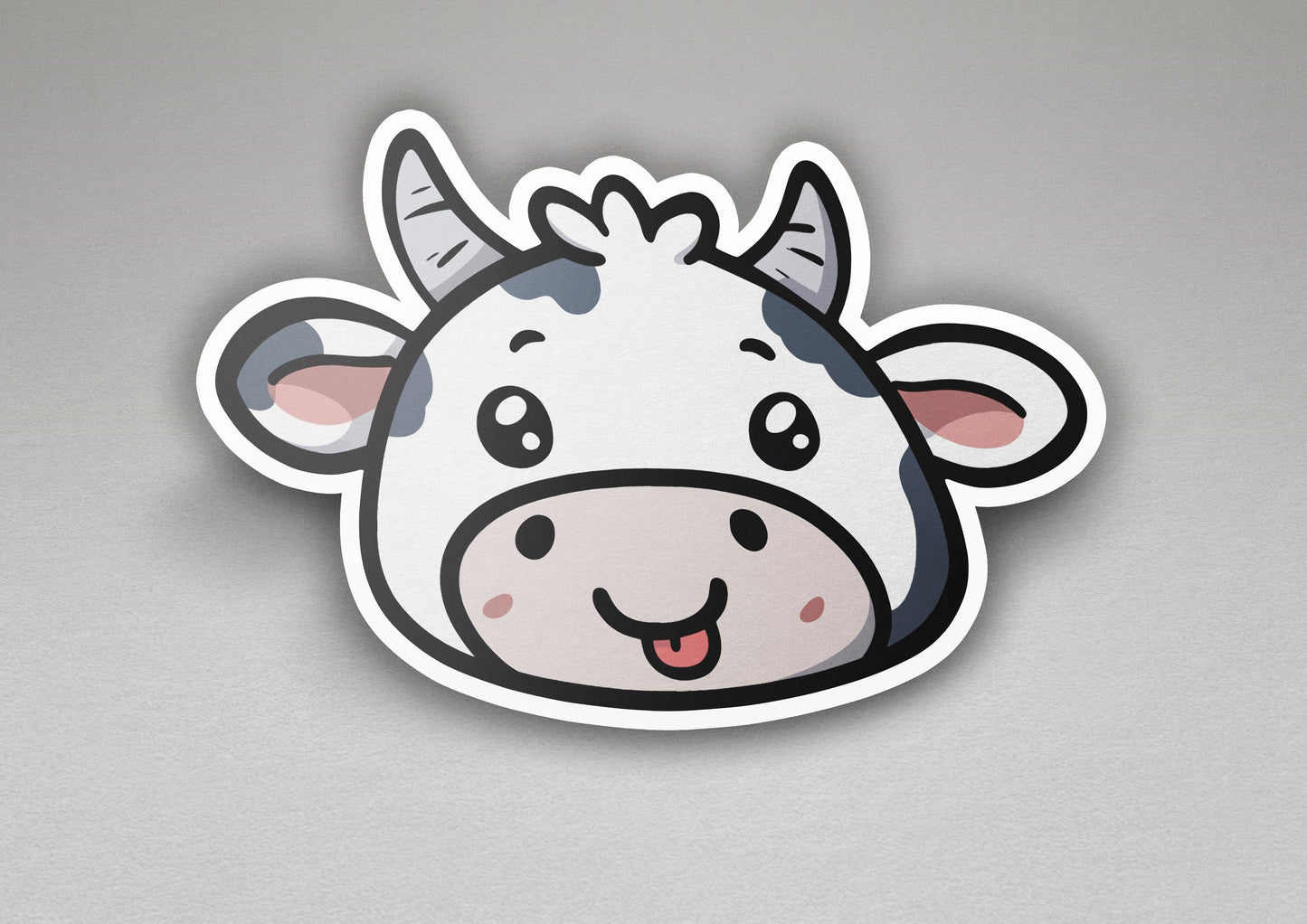 a close up of a sticker of a cow