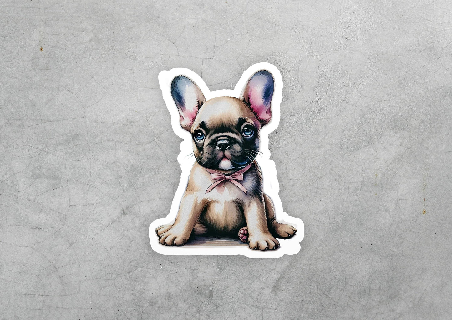 a sticker of a dog with a bow tie