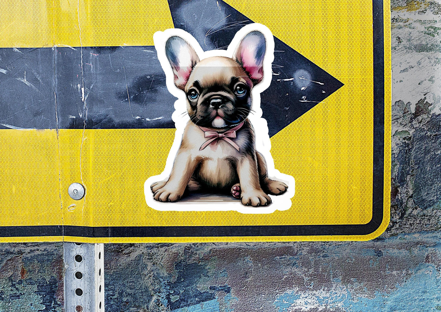 a close up of a street sign with a dog on it