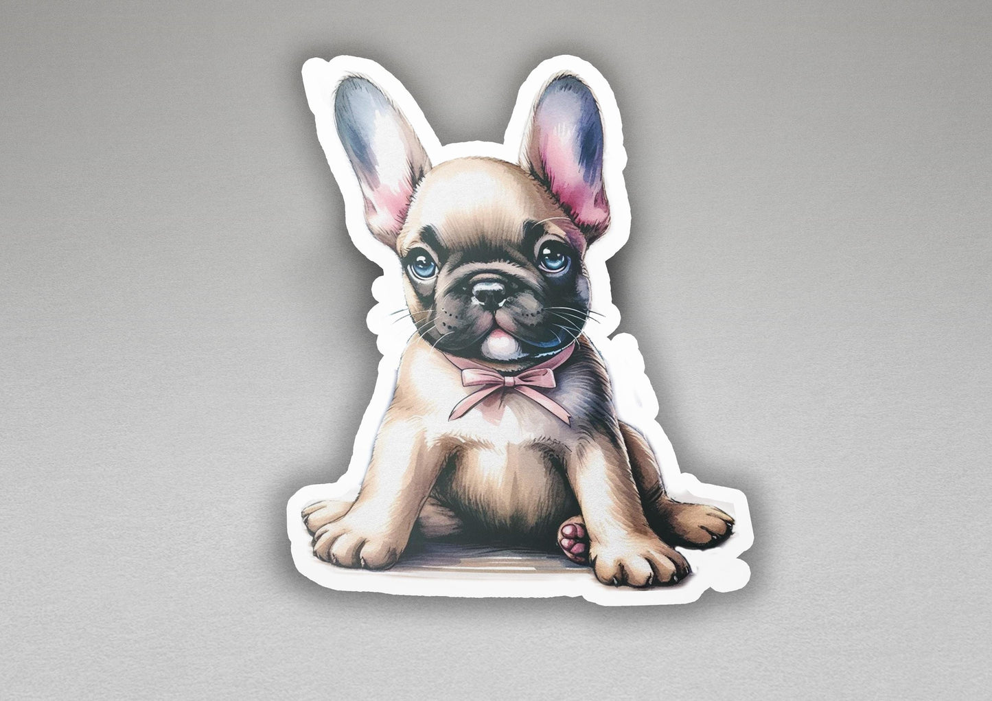 a sticker of a dog with a bow tie
