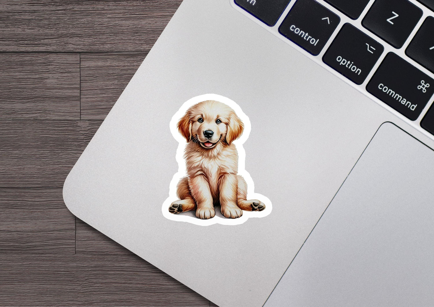 a sticker of a dog sitting on a laptop