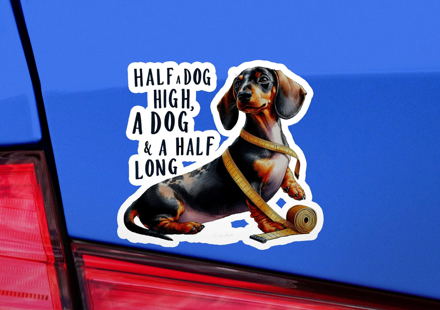 a sticker of a dog with a leash on it