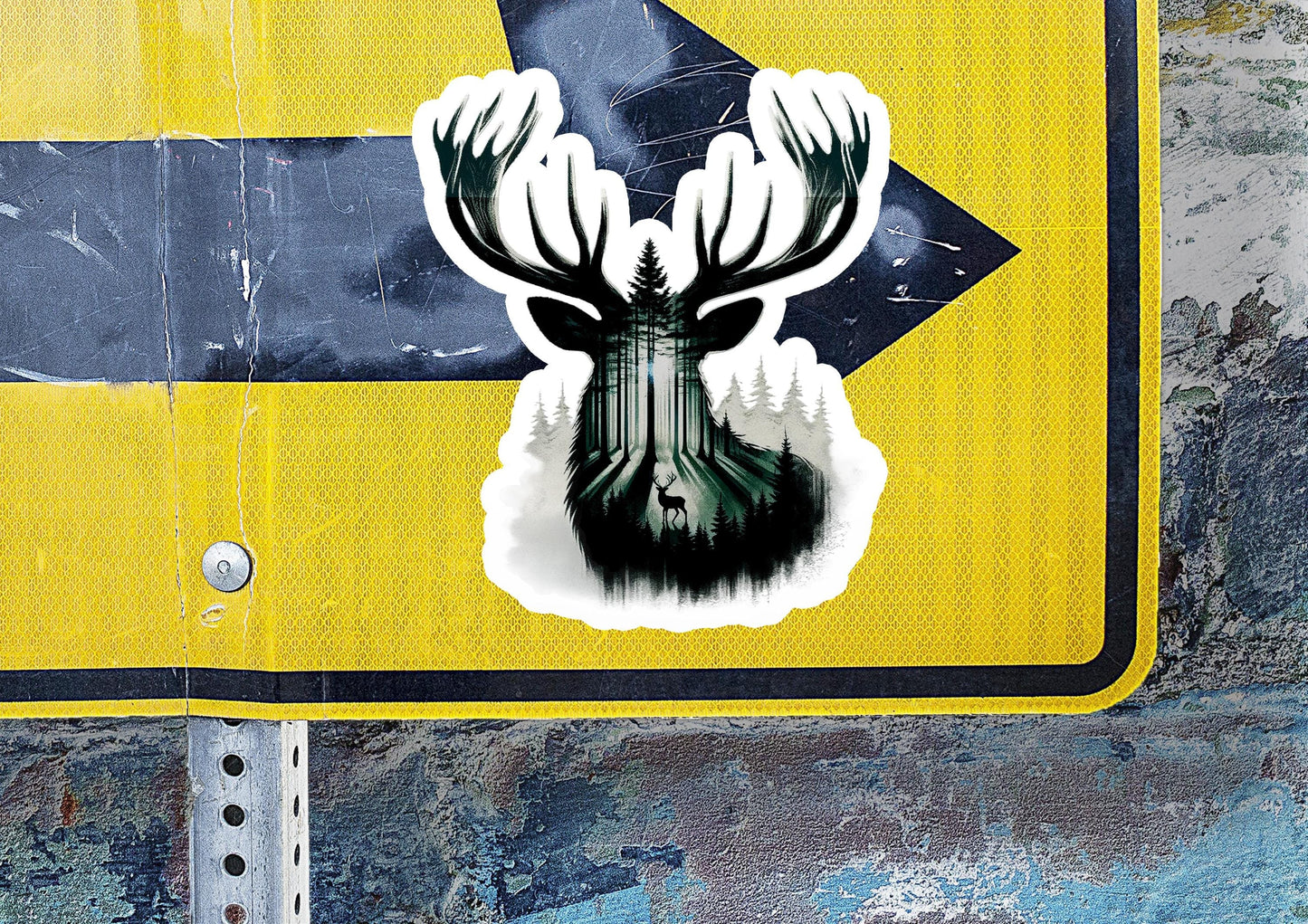 a street sign with a picture of a deer on it