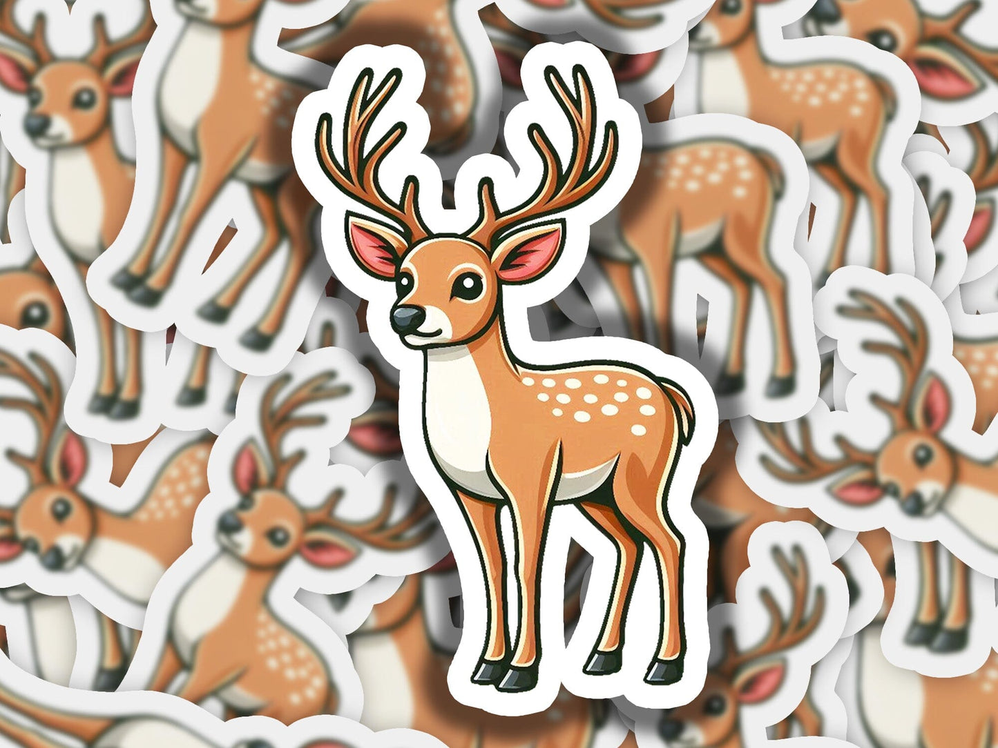 a bunch of deer stickers sitting on top of a table