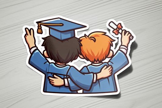 a sticker of two people hugging each other