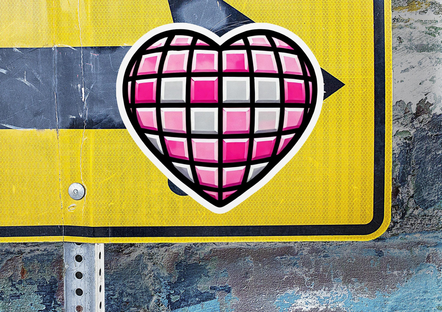 a street sign with a heart cut out of it