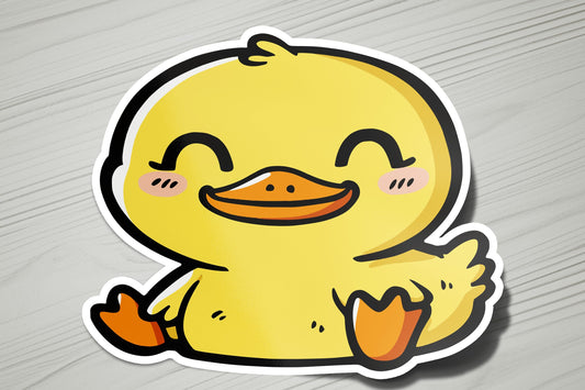 a sticker of a yellow rubber duck