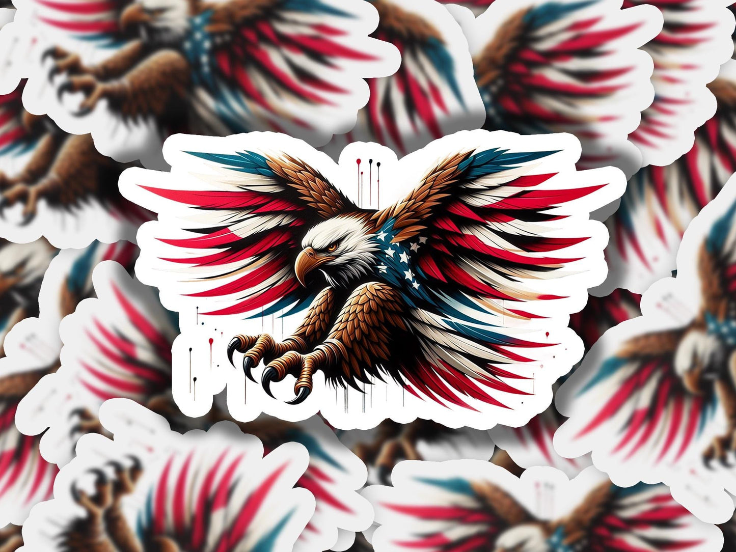 a close up of a sticker with an eagle on it
