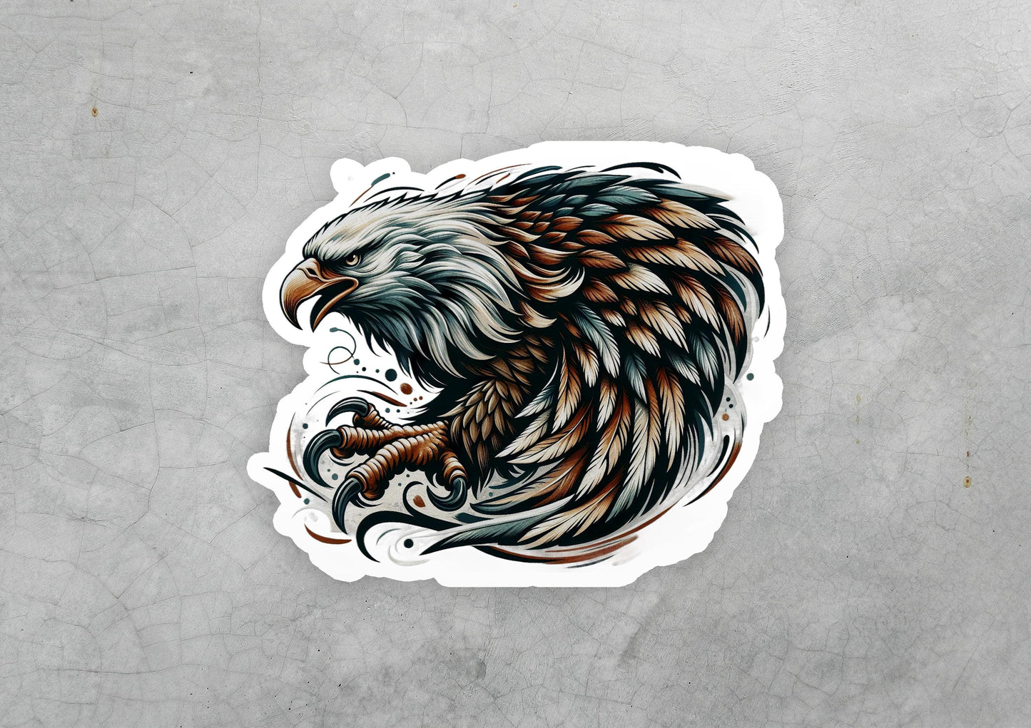 a sticker of an eagle with a dragon on it