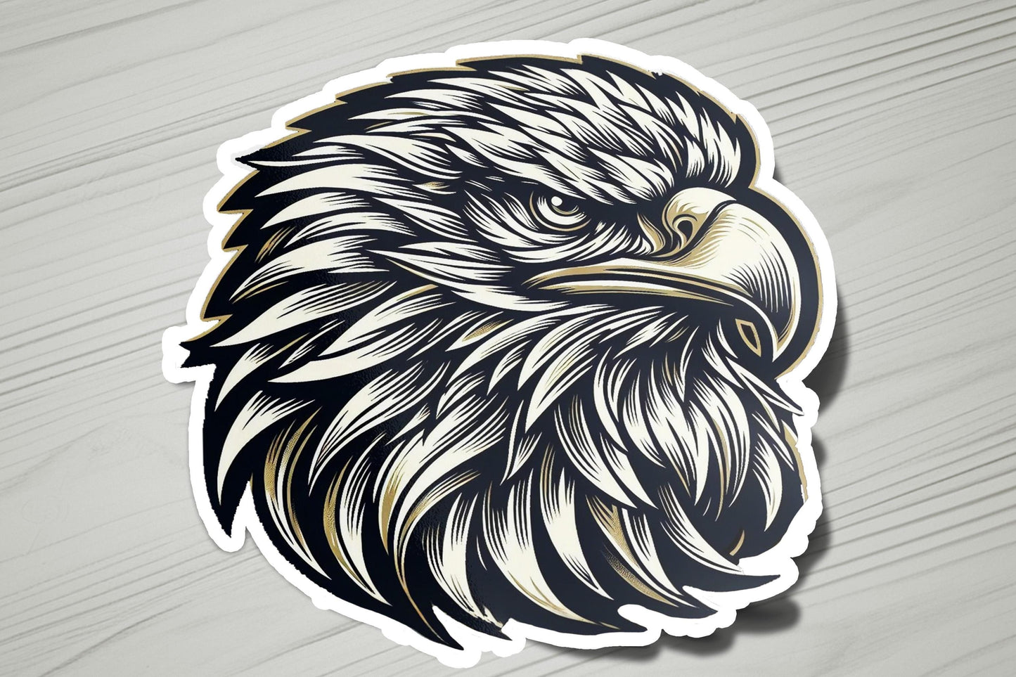 a sticker with an eagle's head on it