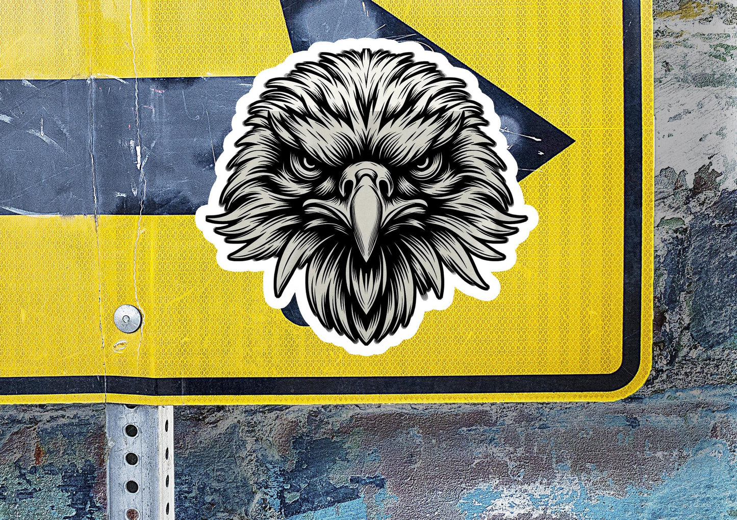 a close up of a street sign with an eagle on it
