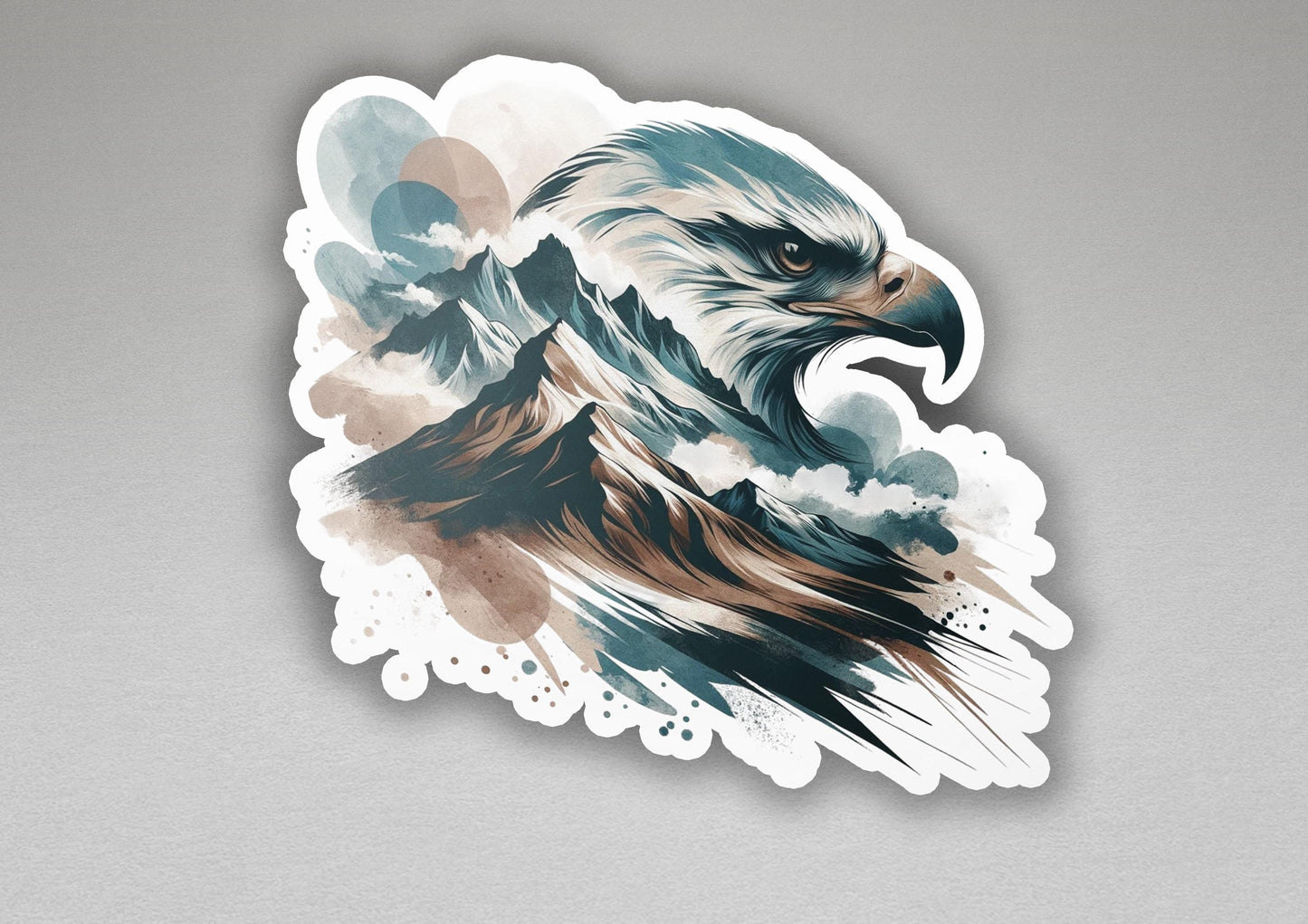 a sticker of an eagle on a gray background